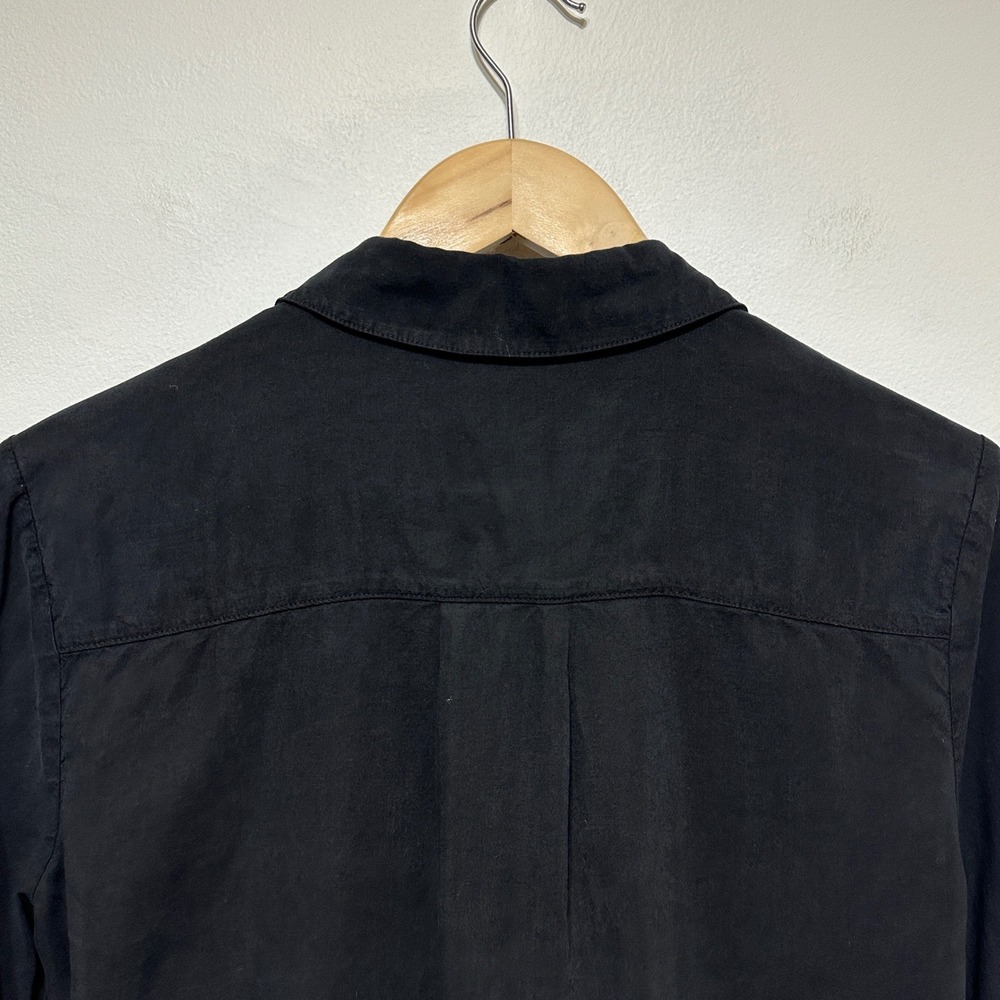 Cloth & Stone Ruched Front Tencel Button Down Shirt Womens Small Black Casual - Picture 8 of 9